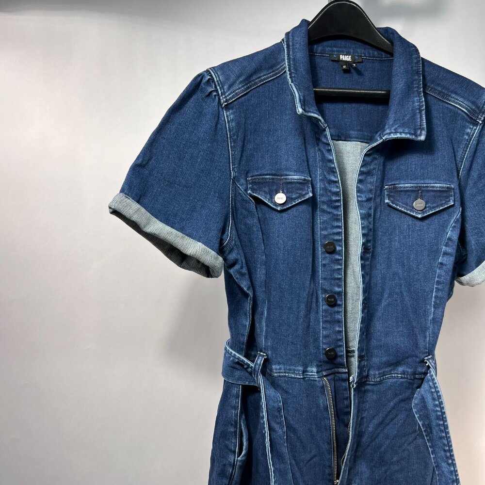 PAIGE Anessa Short-sleeve Denim Jumpsuit 12‎ - Picture 8 of 12